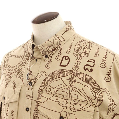 【新品アウトレット】ディースクエアード DSQUARED2 ストレッチ コットン ボタンダウン 半袖シャツ ダークベージュxブラウン【 50 】【 状態ランクN- 】【 メンズ 】