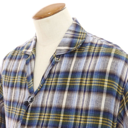 【新品】ディースクエアード DSQUARED2 リネン チェック オープンカラー 半袖シャツ ブルーxホワイト【 46 】【 状態ランクN 】【 メンズ 】