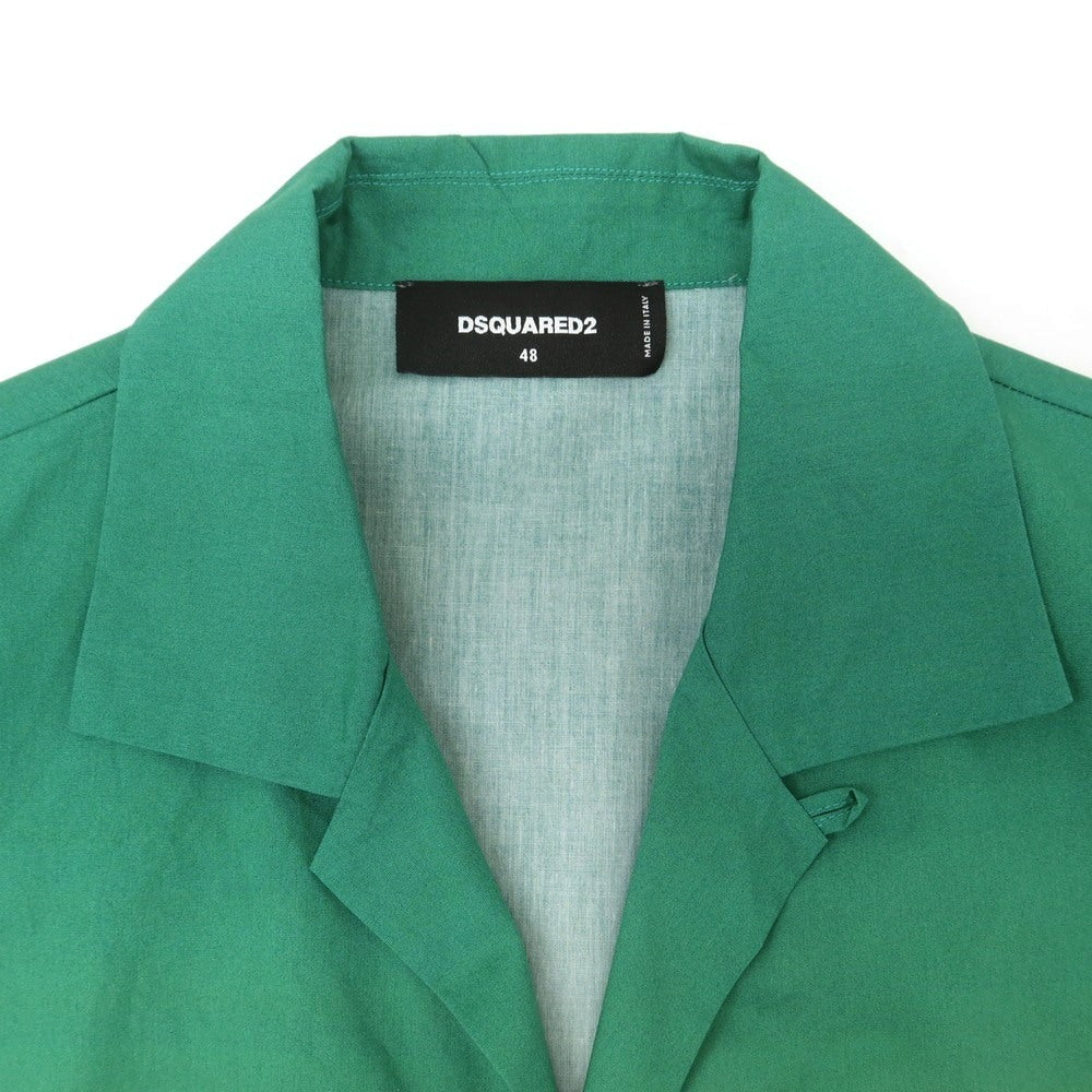 【新品】ディースクエアード DSQUARED2 コットン オープンカラー 半袖シャツ グリーンxイエロー【サイズ48】【 状態ランクN 】【 メンズ 】 [EPD]