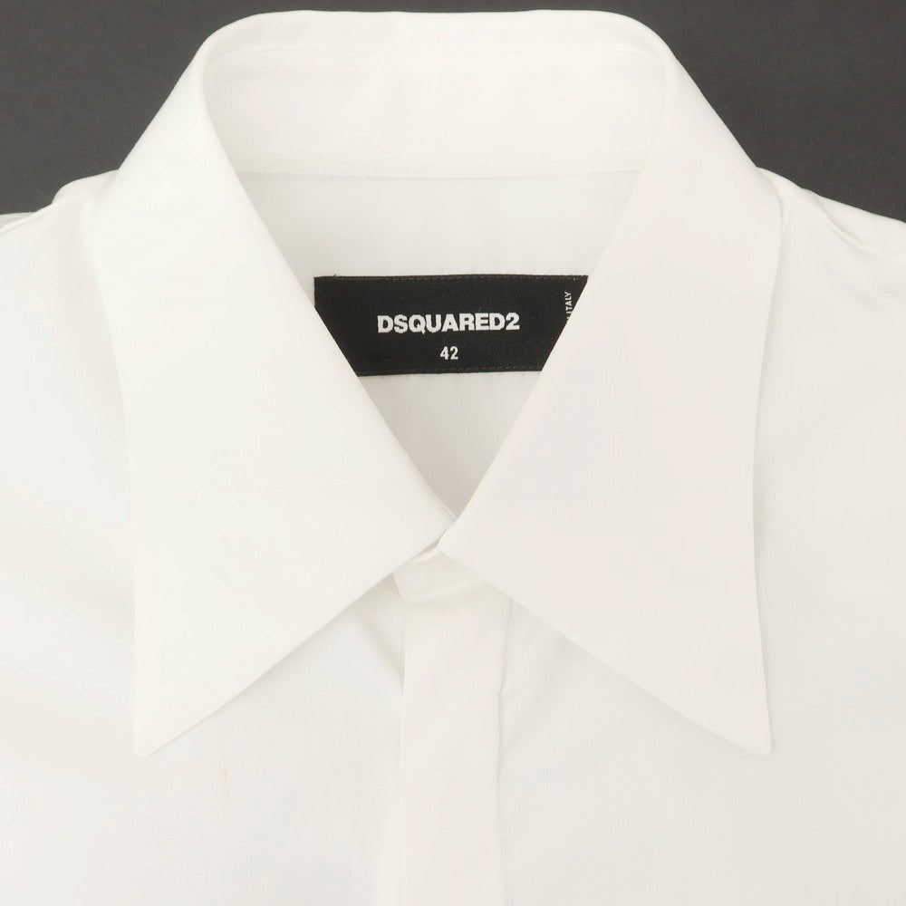 【中古】ディースクエアード DSQUARED2 コットン レギュラーカラー カジュアルシャツ ホワイト【サイズ42】【 状態ランクB 】【 メンズ 】[EPD]