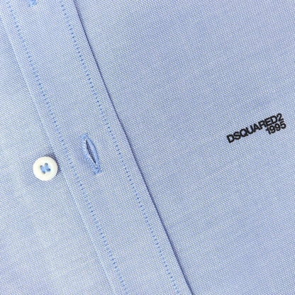 【新品】ディースクエアード DSQUARED2 コットン ボタンダウン カジュアルシャツ ブルー【 50 】【 状態ランクN 】【 メンズ 】