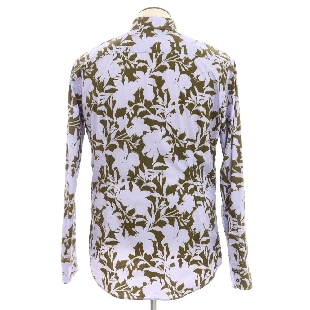 【新品】ディースクエアード DSQUARED2 コットン ボタニカル柄 カジュアルシャツ ラベンダーxオリーブ【サイズ54】【 状態ランクN 】【 メンズ 】[EPD]