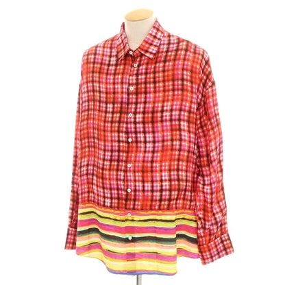 【新品】ディースクエアード DSQUARED2 レーヨン チェック カジュアルシャツ レッド【 44 】【 状態ランクN 】【 メンズ 】