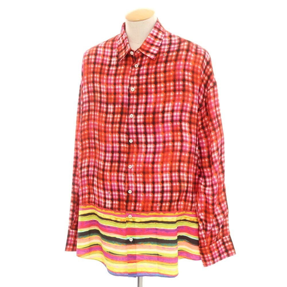 【新品】ディースクエアード DSQUARED2 レーヨン チェック カジュアルシャツ レッド【 44 】【 状態ランクN 】【 メンズ 】