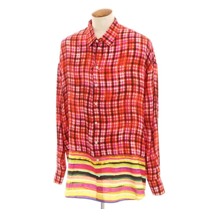 【新品】ディースクエアード DSQUARED2 レーヨン チェック カジュアルシャツ レッド【 46 】【 状態ランクN 】【 メンズ 】