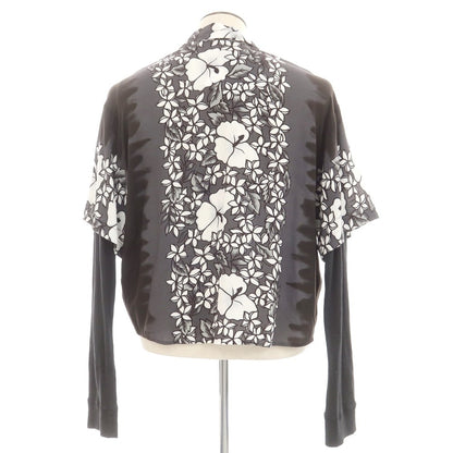 【新品】ディースクエアード DSQUARED2 レーヨン ボタニカル柄 レイヤード風 オープンカラー カジュアルシャツ ブラックxホワイト【 48 】【 状態ランクN 】【 メンズ 】
