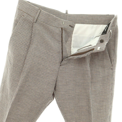 【新品】ディースクエアード DSQUARED2 リネンコットン チェック カジュアルスラックスパンツ ホワイトxオレンジ系【 46 】【 状態ランクN 】【 メンズ 】