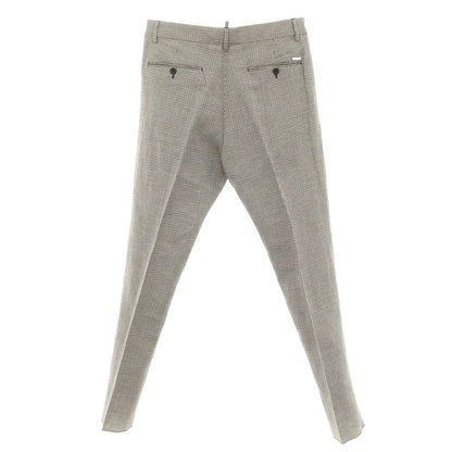 【新品】ディースクエアード DSQUARED2 リネンコットン チェック カジュアルスラックスパンツ ホワイトxオレンジ系【 46 】【 状態ランクN 】【 メンズ 】