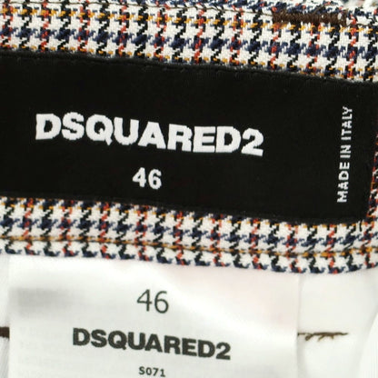 【新品】ディースクエアード DSQUARED2 リネンコットン チェック カジュアルスラックスパンツ ホワイトxオレンジ系【 46 】【 状態ランクN 】【 メンズ 】