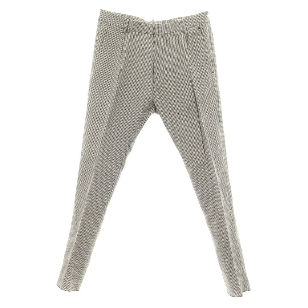 【新品】ディースクエアード DSQUARED2 リネンコットン チェック カジュアルスラックスパンツ ホワイトxオレンジ系【 48 】【 状態ランクN 】【 メンズ 】