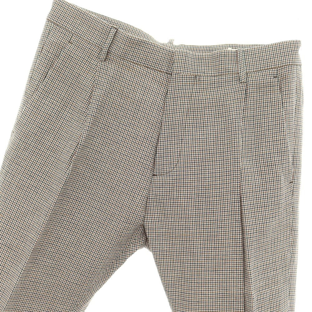 【新品】ディースクエアード DSQUARED2 リネンコットン チェック カジュアルスラックスパンツ ホワイトxオレンジ系【サイズ48】【 状態ランクN 】【 メンズ 】[EPD]