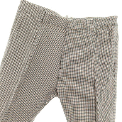 【新品】ディースクエアード DSQUARED2 リネンコットン チェック カジュアルスラックスパンツ ホワイトxオレンジ系【 48 】【 状態ランクN 】【 メンズ 】