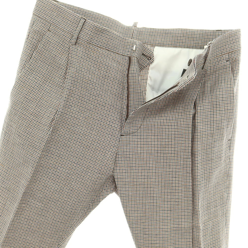 【新品】ディースクエアード DSQUARED2 リネンコットン チェック カジュアルスラックスパンツ ホワイトxオレンジ系【サイズ48】【 状態ランクN 】【 メンズ 】[EPD]
