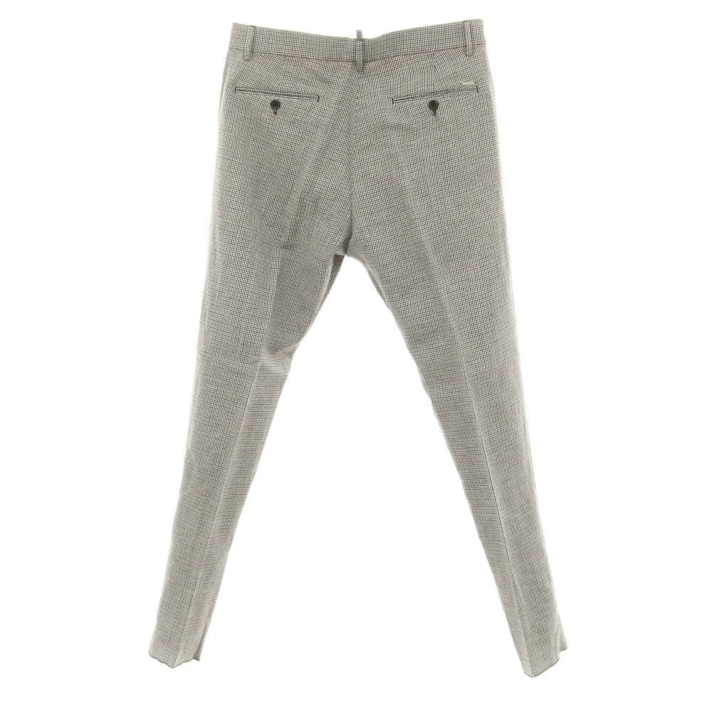 【新品】ディースクエアード DSQUARED2 リネンコットン チェック カジュアルスラックスパンツ ホワイトxオレンジ系【 48 】【 状態ランクN 】【 メンズ 】