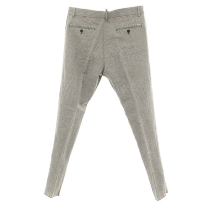 【新品】ディースクエアード DSQUARED2 リネンコットン チェック カジュアルスラックスパンツ ホワイトxオレンジ系【 48 】【 状態ランクN 】【 メンズ 】