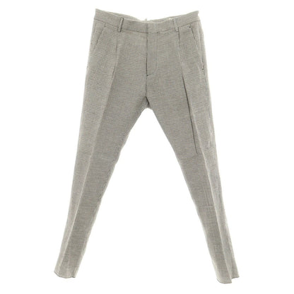 [New] DSQUARED2 Linen Cotton Check Casual Slacks Pants White x Orange [48] [Condition Rank N] [Men&