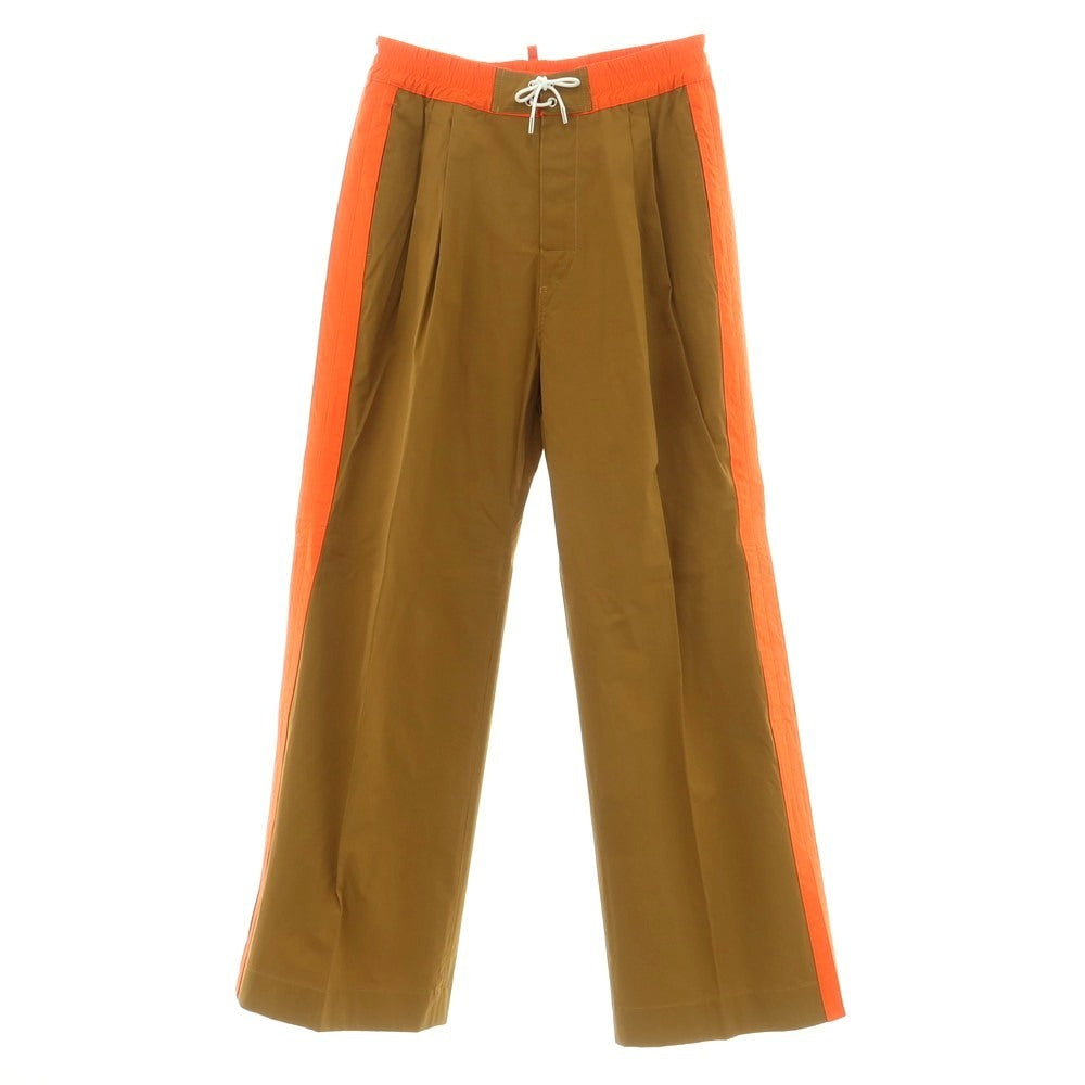 【新品】ディースクエアード DSQUARED2 ストレッチ コットン ワイド イージーパンツ キャメルブラウンxオレンジ【 46 】【 状態ランクN 】【 メンズ 】
