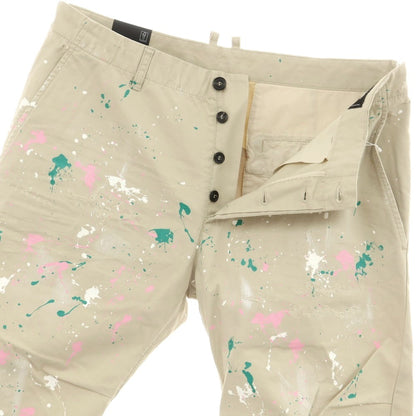 【新品】ディースクエアード DSQUARED2 ペイント加工 コットン チノパンツ サンドベージュ【 50 】【 状態ランクN 】【 メンズ 】