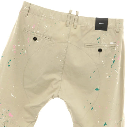 【新品】ディースクエアード DSQUARED2 ペイント加工 コットン チノパンツ サンドベージュ【 50 】【 状態ランクN 】【 メンズ 】