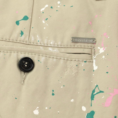 【新品】ディースクエアード DSQUARED2 ペイント加工 コットン チノパンツ サンドベージュ【 50 】【 状態ランクN 】【 メンズ 】