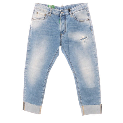【新品】ディースクエアード DSQUARED2 ダメージ＆リペア加工 ストレッチ コットン ジーンズ デニムパンツ ライトブルー【 50 】【 状態ランクN 】【 メンズ 】