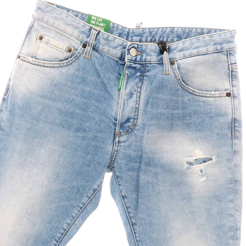 【新品】ディースクエアード DSQUARED2 ダメージ＆リペア加工 ストレッチ コットン ジーンズ デニムパンツ ライトブルー【 50 】【 状態ランクN 】【 メンズ 】