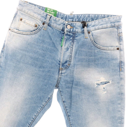 【新品】ディースクエアード DSQUARED2 ダメージ＆リペア加工 ストレッチ コットン ジーンズ デニムパンツ ライトブルー【 50 】【 状態ランクN 】【 メンズ 】