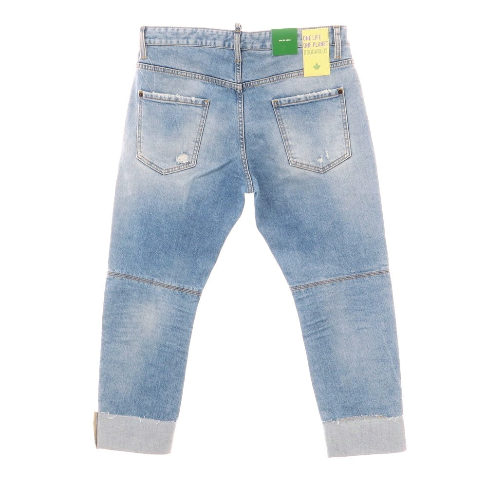 【新品】ディースクエアード DSQUARED2 ダメージ＆リペア加工 ストレッチ コットン ジーンズ デニムパンツ ライトブルー【 50 】【 状態ランクN 】【 メンズ 】