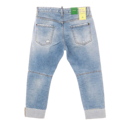 【新品】ディースクエアード DSQUARED2 ダメージ＆リペア加工 ストレッチ コットン ジーンズ デニムパンツ ライトブルー【 50 】【 状態ランクN 】【 メンズ 】