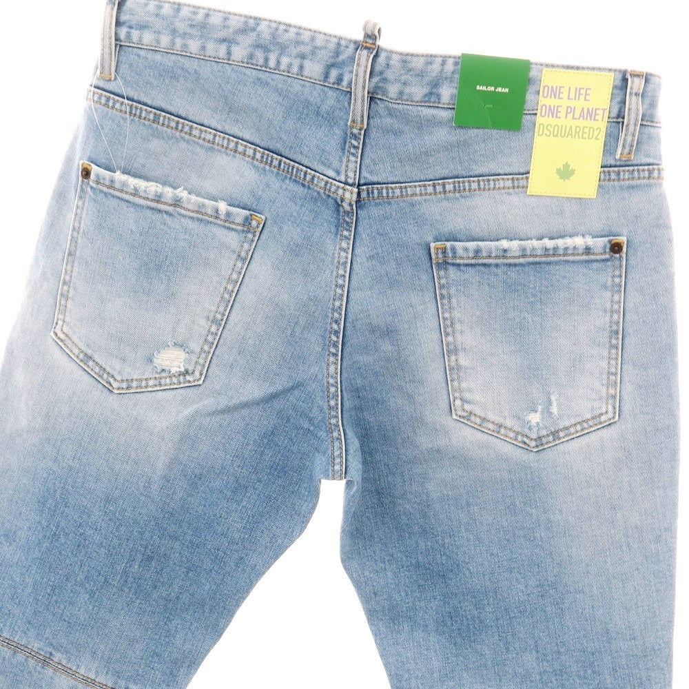 【新品】ディースクエアード DSQUARED2 ダメージ＆リペア加工 ストレッチ コットン ジーンズ デニムパンツ ライトブルー【 50 】【 状態ランクN 】【 メンズ 】
