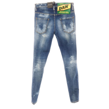 【新品アウトレット】ディースクエアード DSQUARED2 クラッシュ＆リペア加工 ストレッチ コットン ジーンズ デニムパンツ ネイビーxホワイト【 44 】【 状態ランクN- 】【 メンズ 】