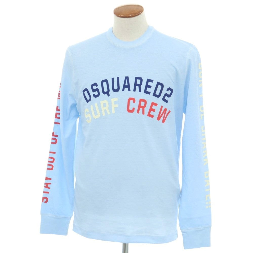 【新品アウトレット】ディースクエアード DSQUARED2 コットン クルーネック 長袖Ｔシャツ ライトブルー【 サイズM 】【 状態ランクN- 】【 メンズ 】 [EPD]