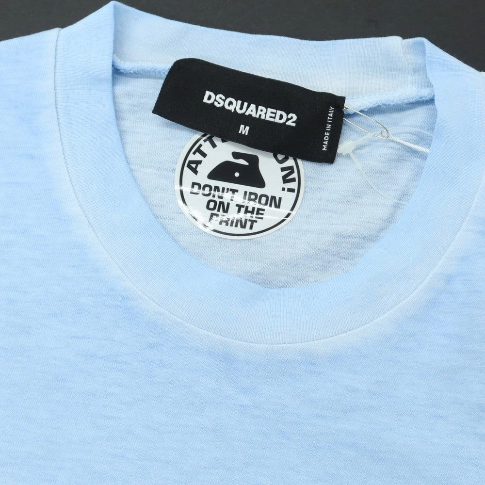 【新品アウトレット】ディースクエアード DSQUARED2 コットン クルーネック 長袖Ｔシャツ ライトブルー【サイズM】【 状態ランクN- 】【 メンズ 】[EPD]