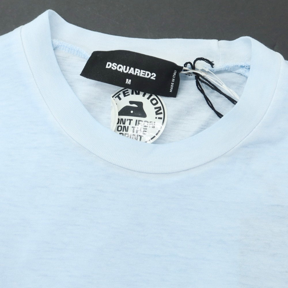 【新品アウトレット】ディースクエアード DSQUARED2 コットン クルーネック 長袖Ｔシャツ ライトブルー【サイズM】【 状態ランクN- 】【 メンズ 】[EPD]