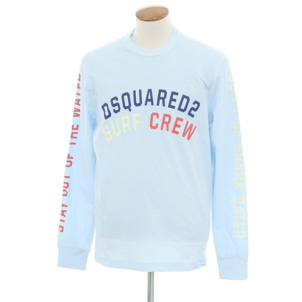 【新品アウトレット】ディースクエアード DSQUARED2 コットン クルーネック 長袖Ｔシャツ ライトブルー【サイズM】【 状態ランクN- 】【 メンズ 】[EPD]