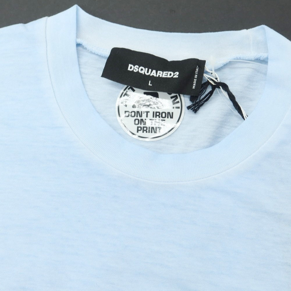 【新品アウトレット】ディースクエアード DSQUARED2 コットン クルーネック 長袖Ｔシャツ ライトブルー【サイズL】【 状態ランクN- 】【 メンズ 】[EPD]