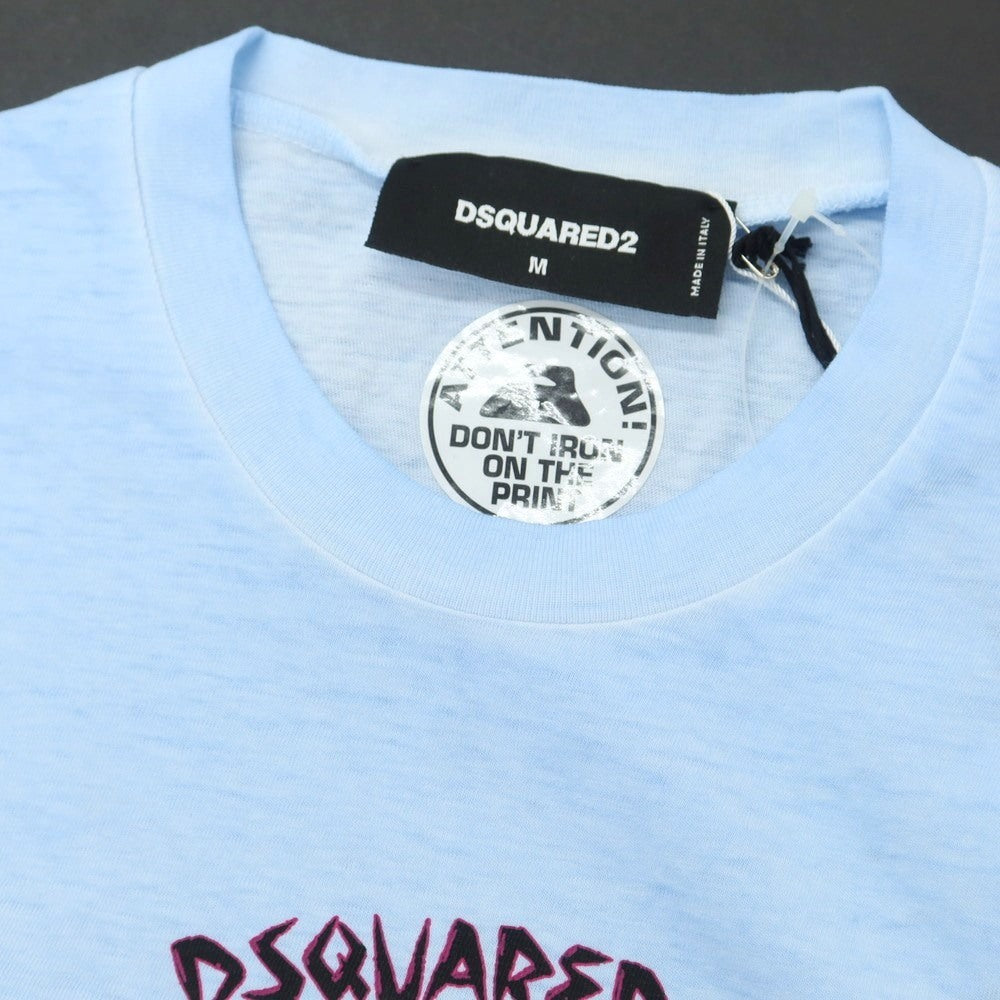 【新品アウトレット】ディースクエアード DSQUARED2 コットン クルーネック 長袖Ｔシャツ ライトブルー【サイズM】【 状態ランクN- 】【 メンズ 】[EPD]