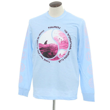 [New Outlet] DSQUARED2 Cotton Crew Neck Long Sleeve T-Shirt Light Blue [L] [Condition Rank N-] [Men&