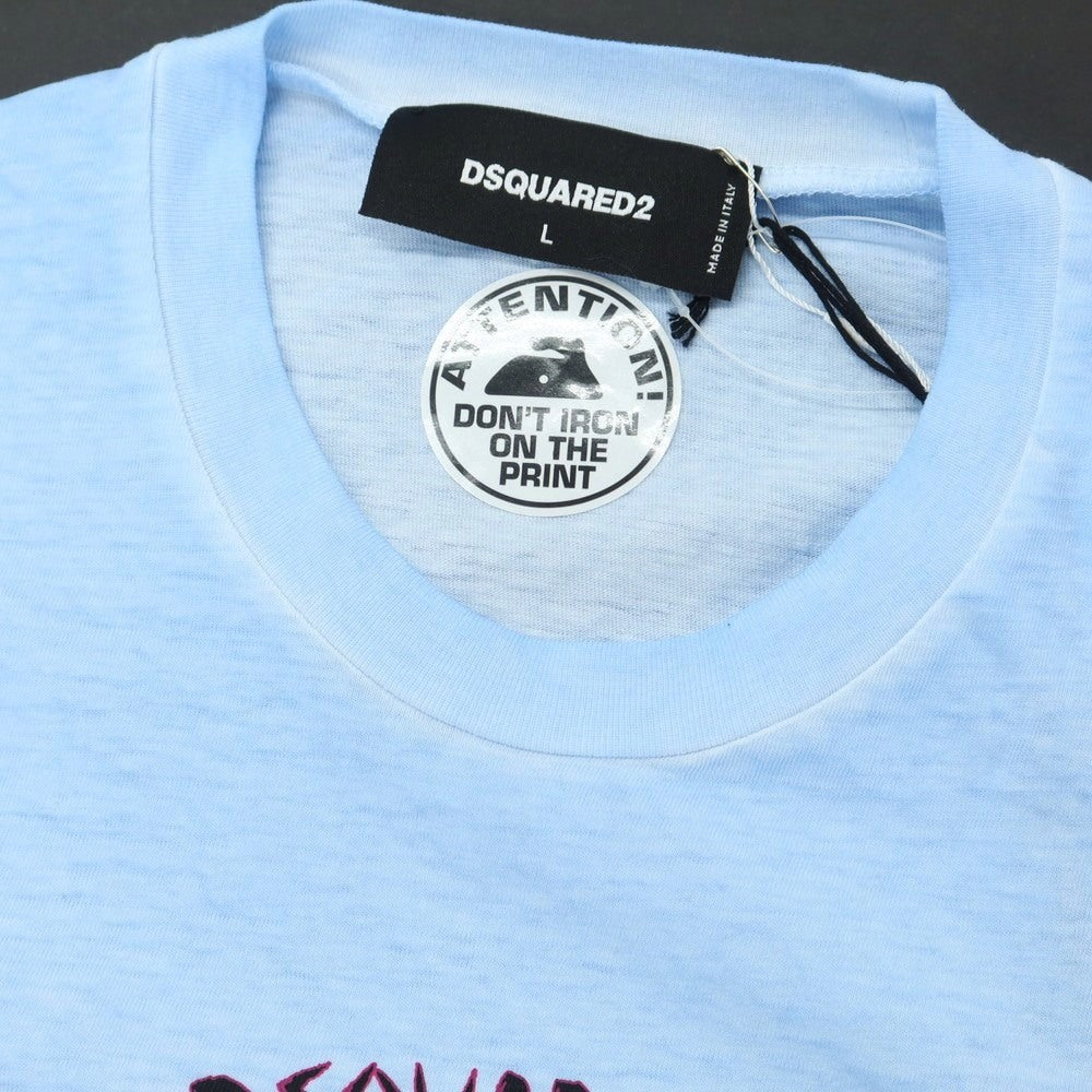 【新品アウトレット】ディースクエアード DSQUARED2 コットン クルーネック 長袖Ｔシャツ ライトブルー【サイズL】【 状態ランクN- 】【 メンズ 】[EPD]