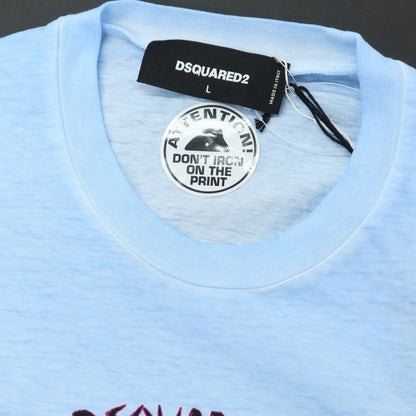 【新品アウトレット】ディースクエアード DSQUARED2 コットン クルーネック 長袖Ｔシャツ ライトブルー【 L 】【 状態ランクN- 】【 メンズ 】