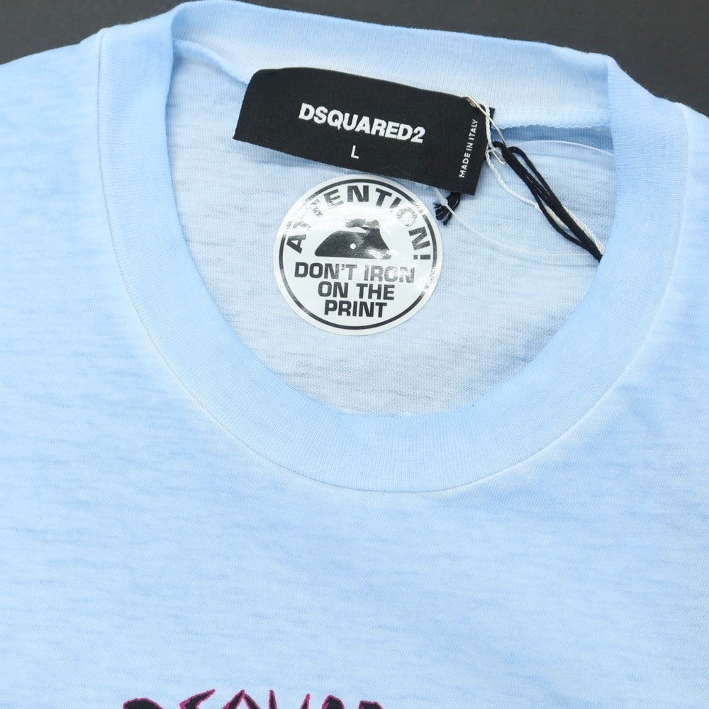 【新品アウトレット】ディースクエアード DSQUARED2 コットン クルーネック 長袖Ｔシャツ ライトブルー【 サイズL 】【 状態ランクN- 】【 メンズ 】 [EPD]