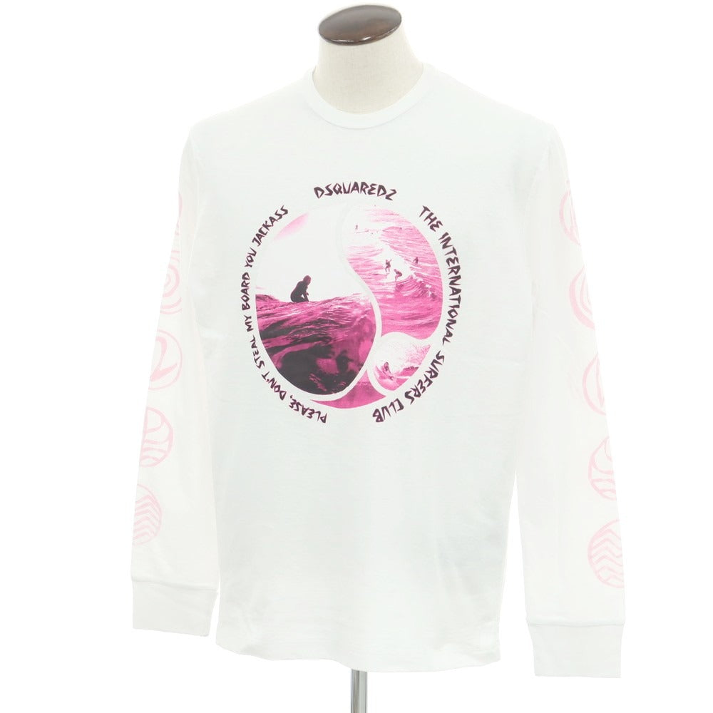 【新品アウトレット】ディースクエアード DSQUARED2 コットン クルーネック 長袖Ｔシャツ ホワイト【 XL 】【 状態ランクN- 】【 メンズ 】
