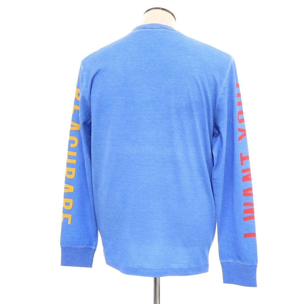 【新品】ディースクエアード DSQUARED2 コットン クルーネック 長袖Ｔシャツ ブルー【 XL 】【 状態ランクN 】【 メンズ 】