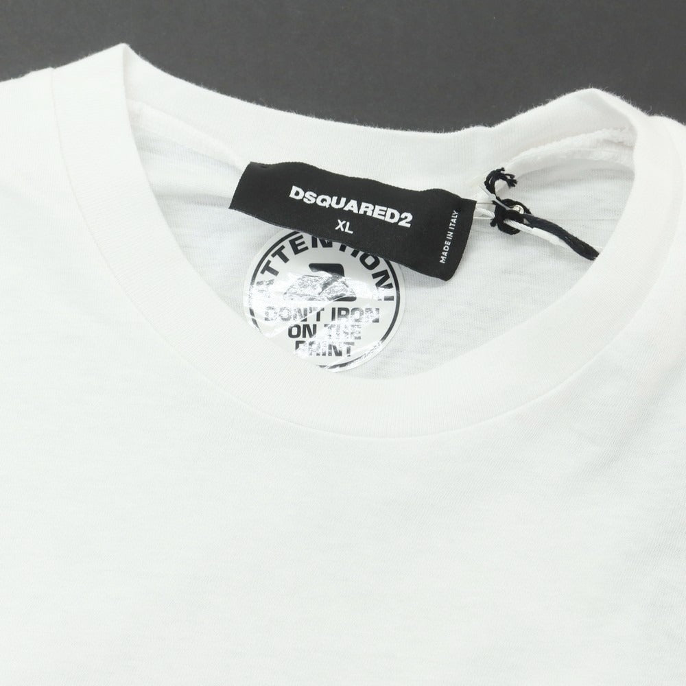 [New] DSQUARED2 Cotton Crew Neck Long Sleeve T-Shirt White [XL] [Condition Rank N] [Men&