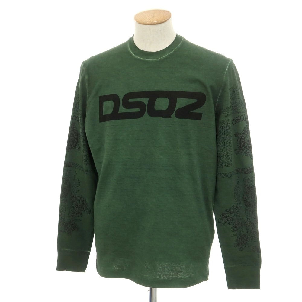 【新品】ディースクエアード DSQUARED2 コットン クルーネック 長袖Ｔシャツ ダークグリーン【 S 】【 状態ランクN 】【 メンズ 】