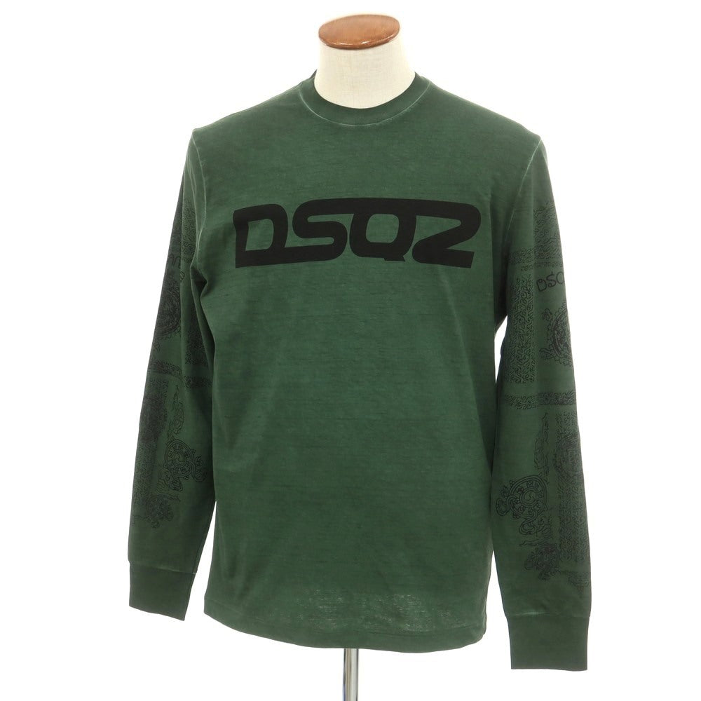 【新品】ディースクエアード DSQUARED2 コットン クルーネック 長袖Ｔシャツ ダークグリーン【 M 】【 状態ランクN 】【 メンズ 】