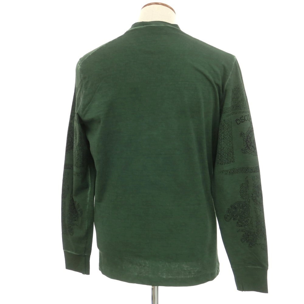 【新品】ディースクエアード DSQUARED2 コットン クルーネック 長袖Ｔシャツ ダークグリーン【 M 】【 状態ランクN 】【 メンズ 】