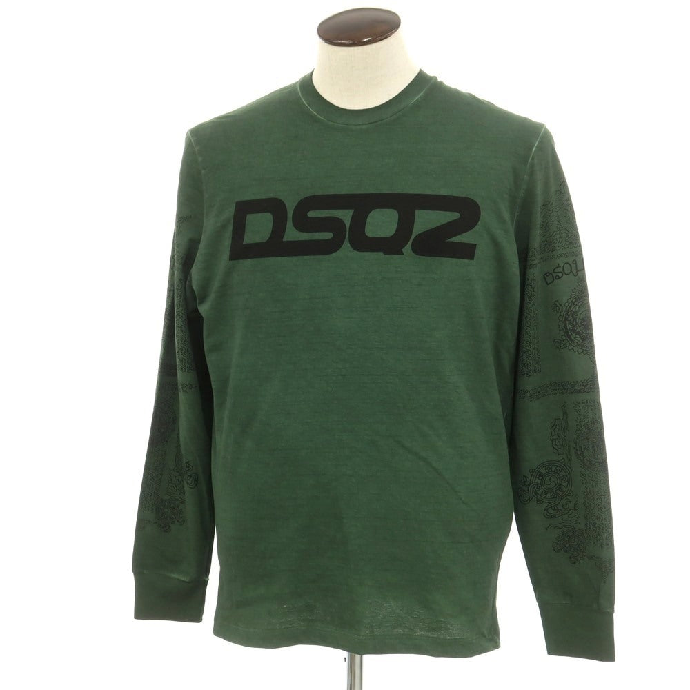 【新品】ディースクエアード DSQUARED2 コットン クルーネック 長袖Ｔシャツ ダークグリーン【 XL 】【 状態ランクN 】【 メンズ 】