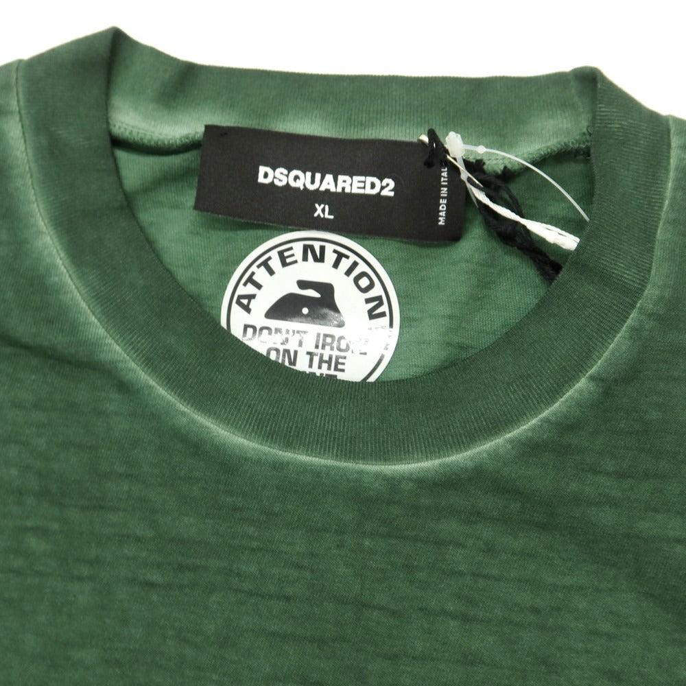 【新品】ディースクエアード DSQUARED2 コットン クルーネック 長袖Ｔシャツ ダークグリーン【 XL 】【 状態ランクN 】【 メンズ 】