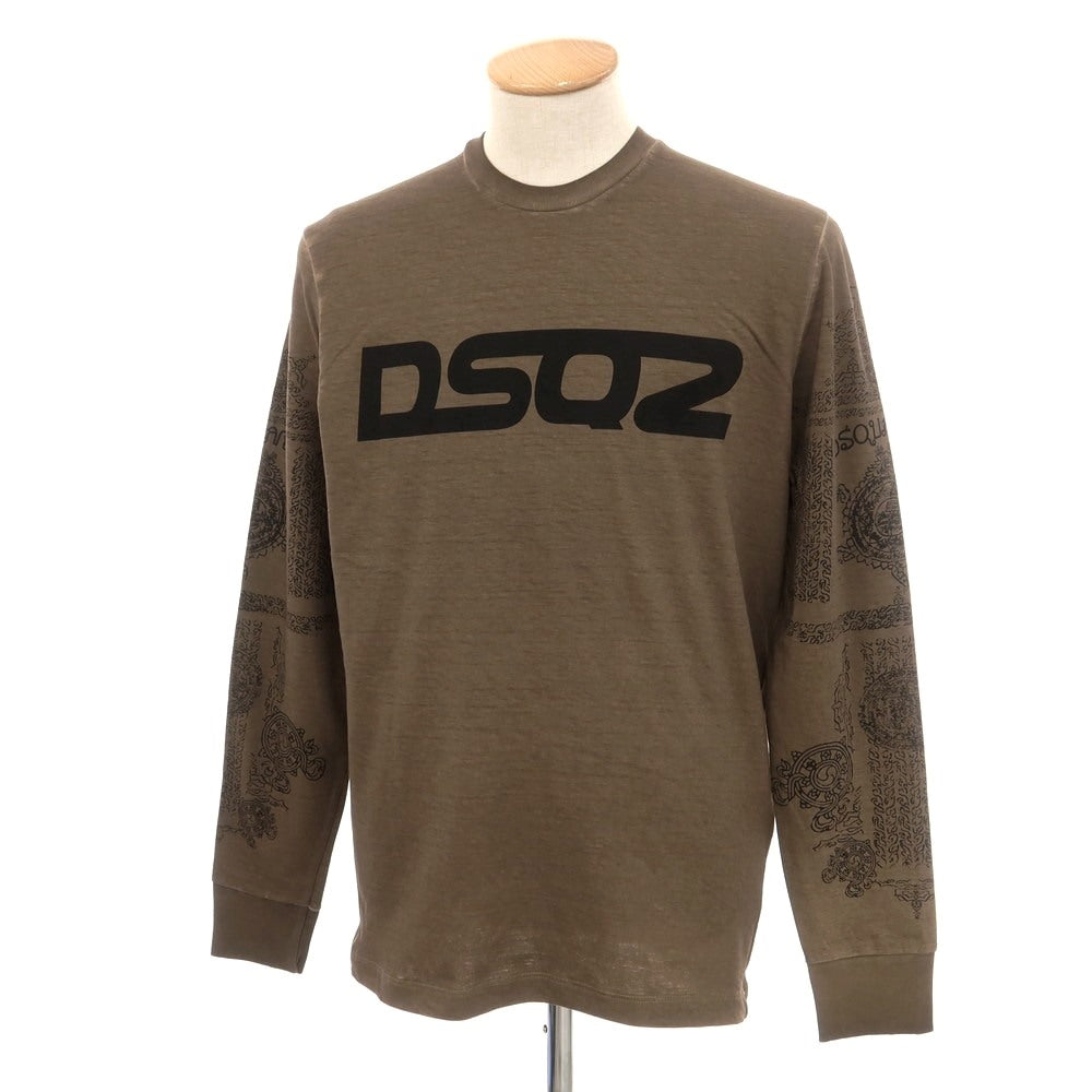 【新品】ディースクエアード DSQUARED2 コットン クルーネック 長袖Ｔシャツ ブラウン【 S 】【 状態ランクN 】【 メンズ 】